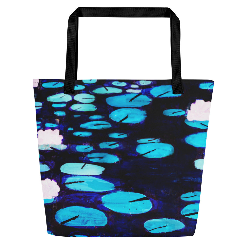 All-Over Print Large Tote Bag- Waterlilies