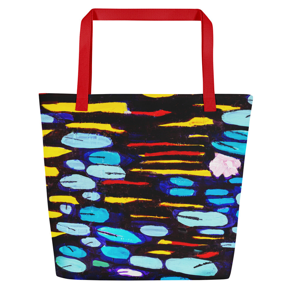 All-Over Print Large Tote Bag- Waterlilies