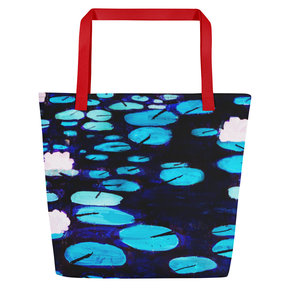 All-Over Print Large Tote Bag- Waterlilies