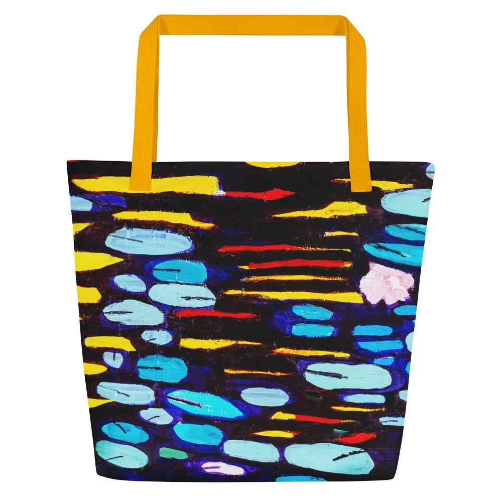 All-Over Print Large Tote Bag- Waterlilies