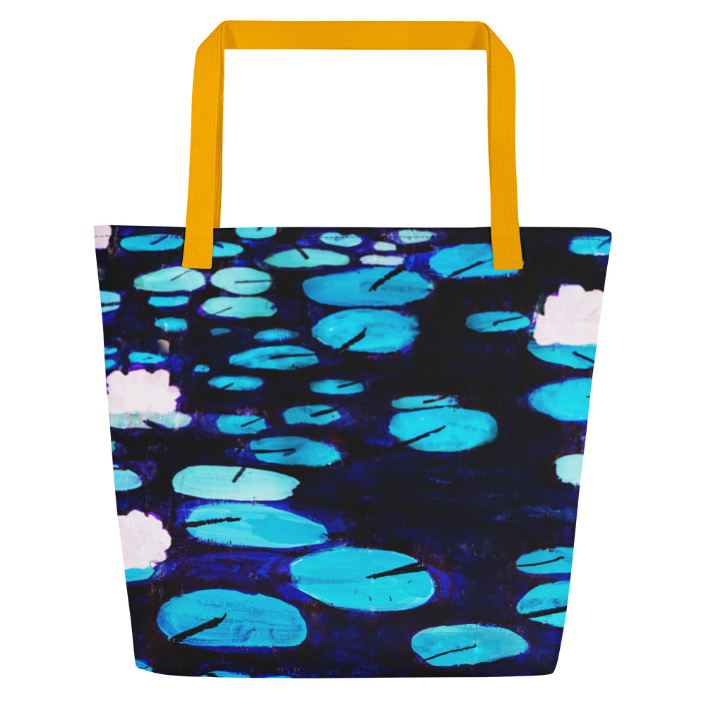 All-Over Print Large Tote Bag- Waterlilies