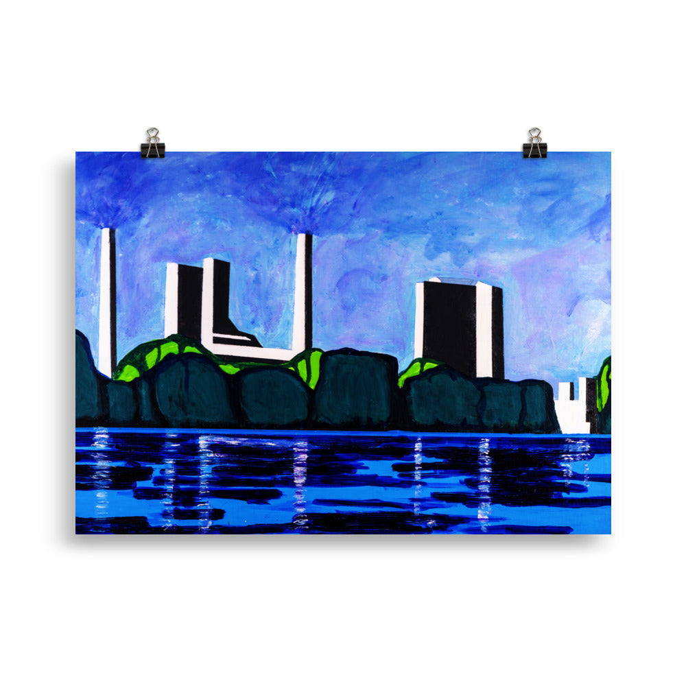 Poster- A Modern Factory Viewed from the Danube