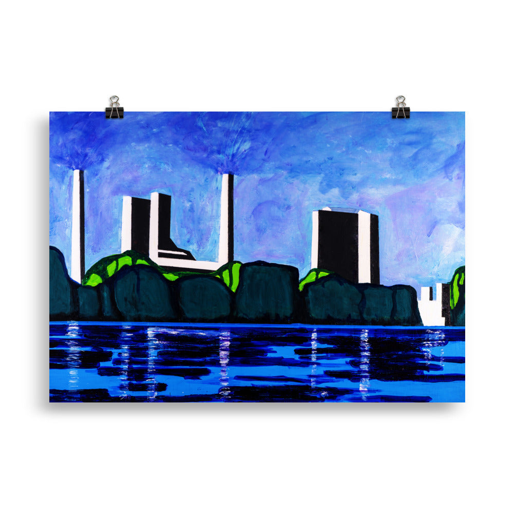 Poster- A Modern Factory Viewed from the Danube