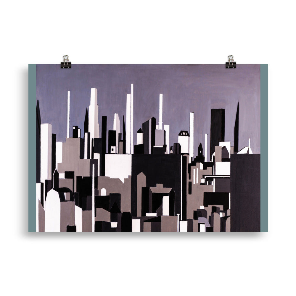 Poster- City View in Black, White and Gray