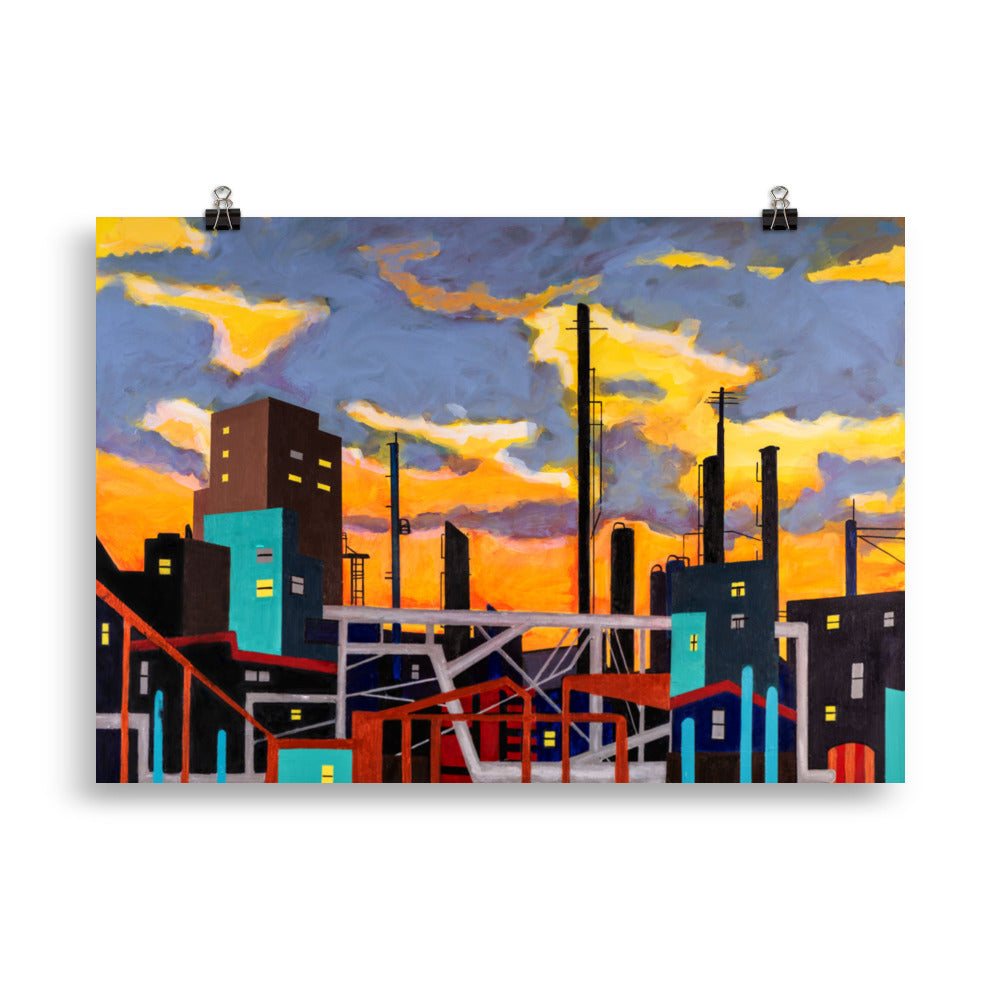 Poster- Industrial City with Wild Sky- Poster
