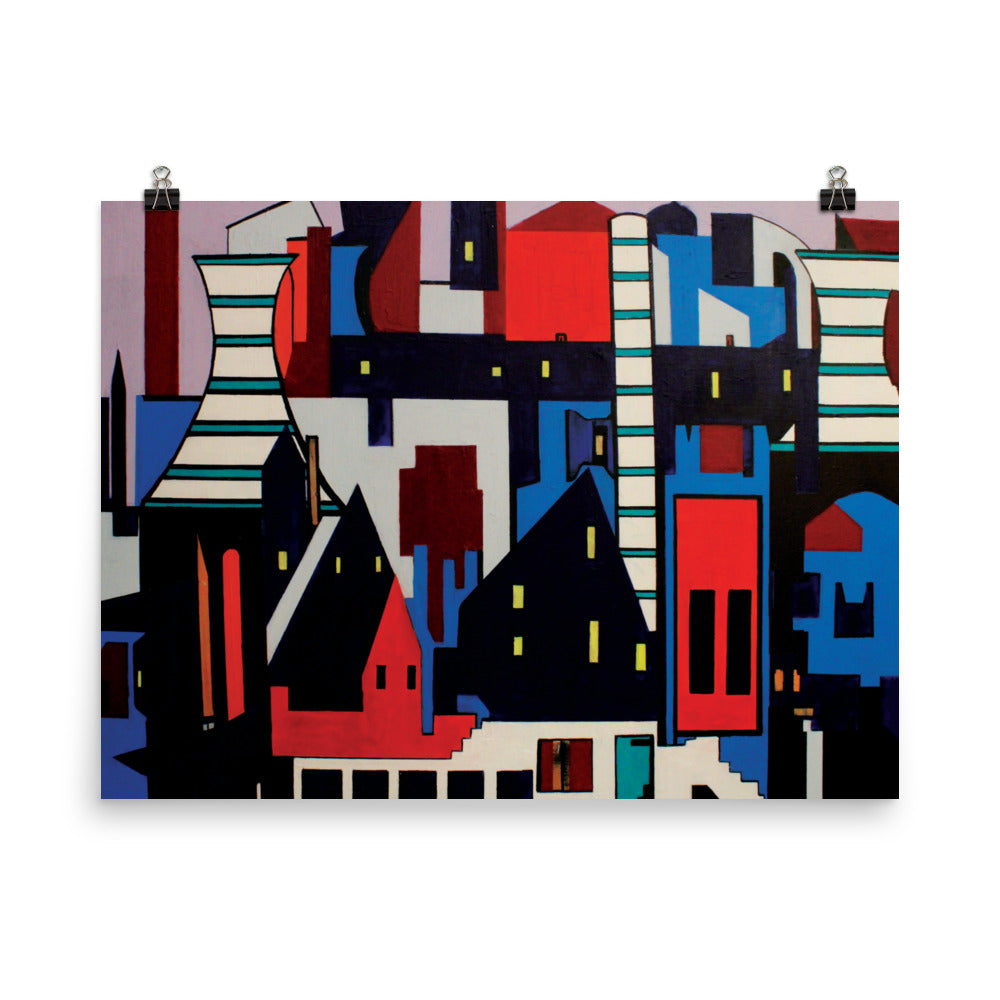 Poster- Abstract of Industrial City in Vibrant Colors