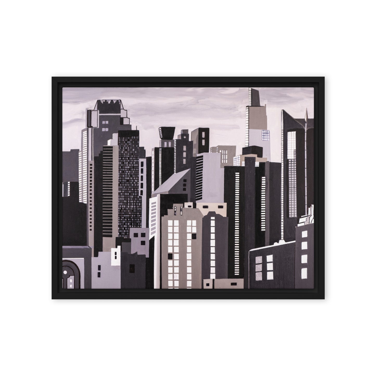 Framed canvas- View from East River New York in Black and White