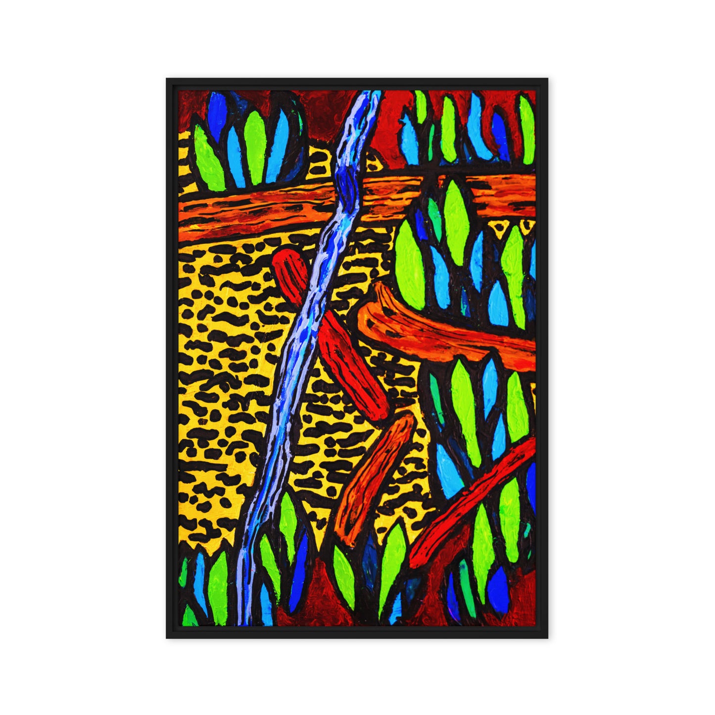 Framed canvas- Logs and Water Plants in a Woodlands Pond