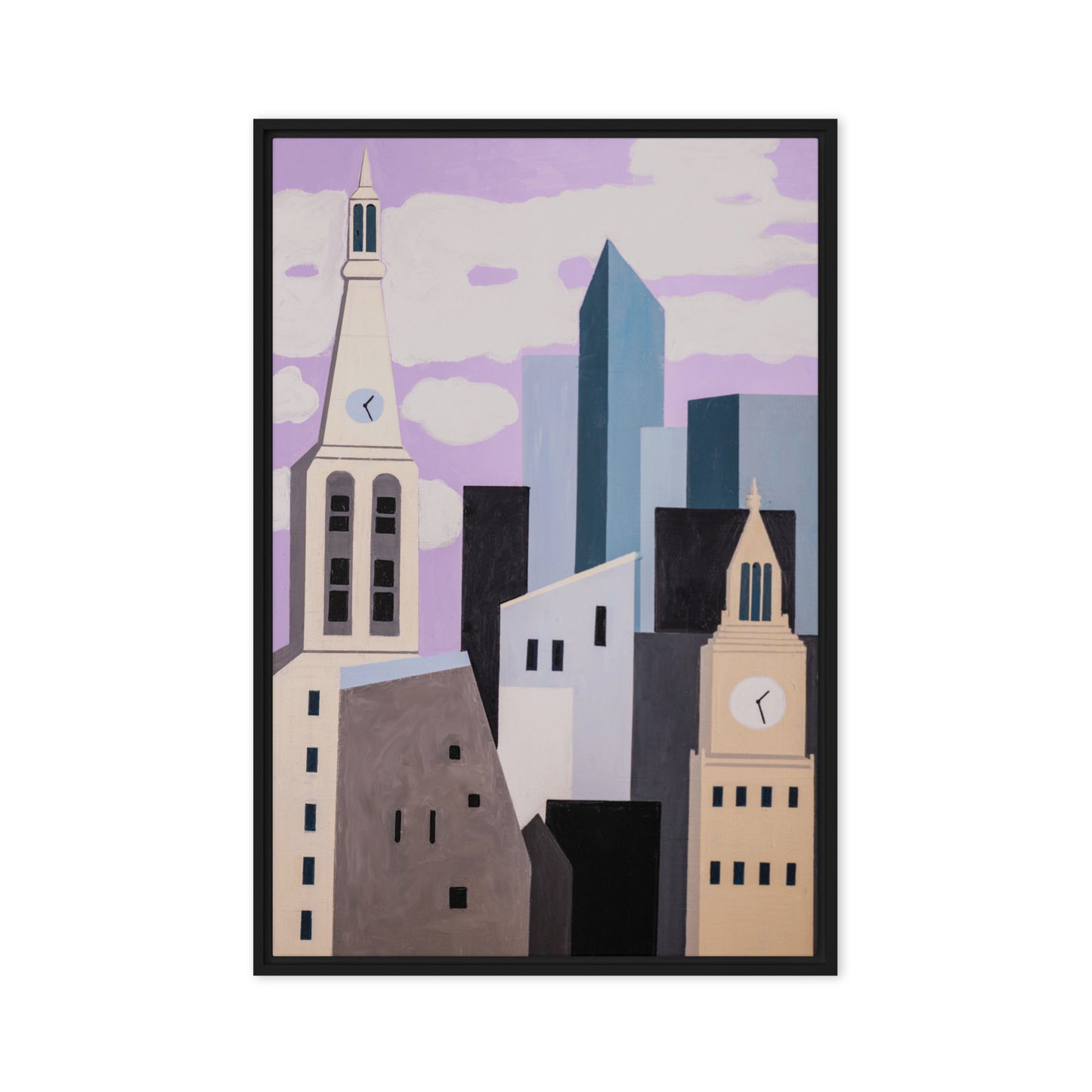 Framed canvas- New York Midtown with Clocktowers