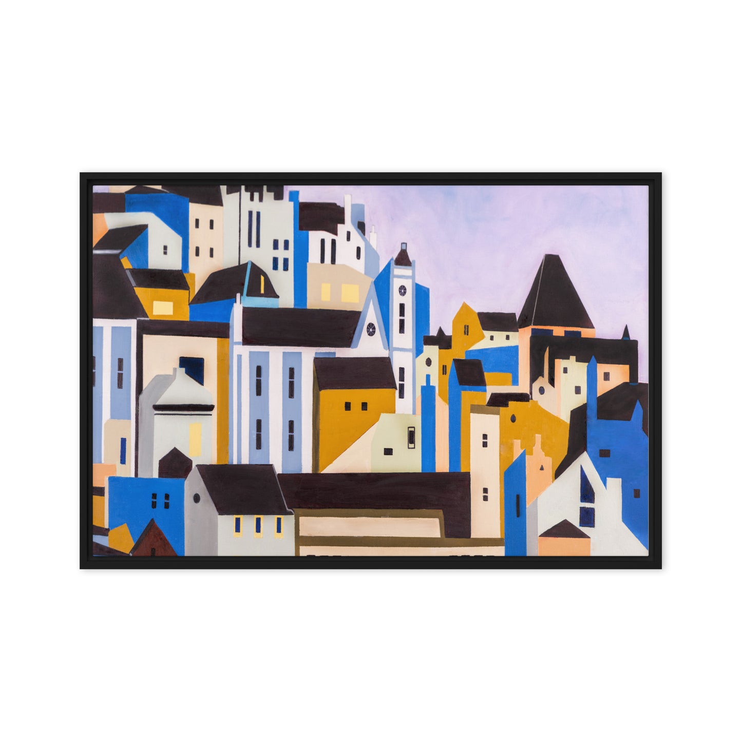 Framed canvas- Lisbon Views in Blues, Browns, Whites and Greens