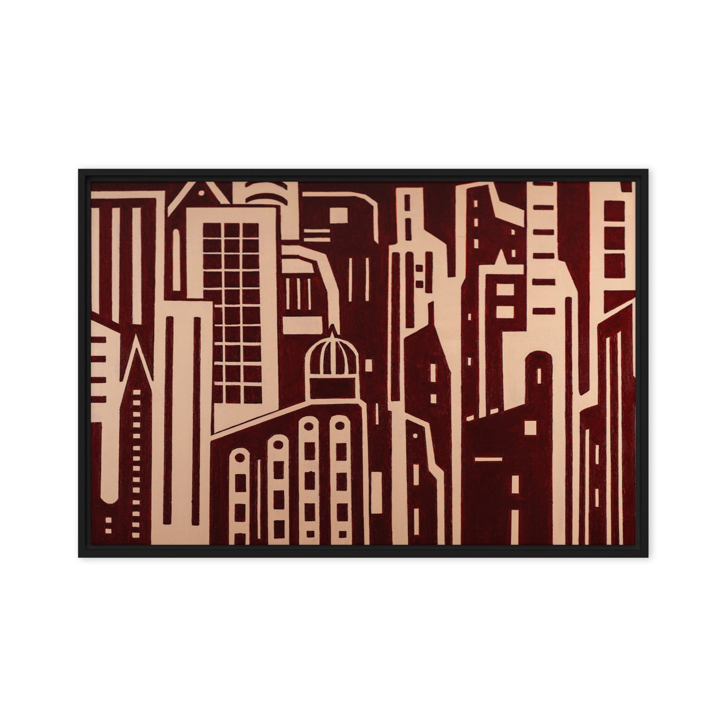 Framed canvas- City in Red and Beige