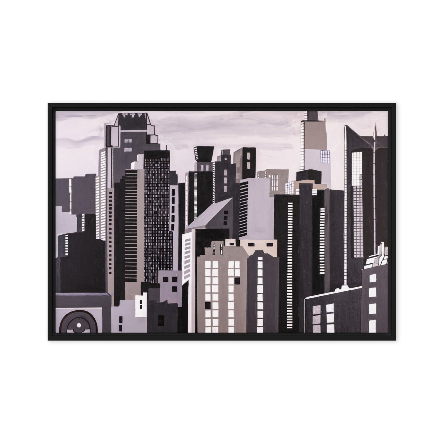 Framed canvas- View from East River New York in Black and White