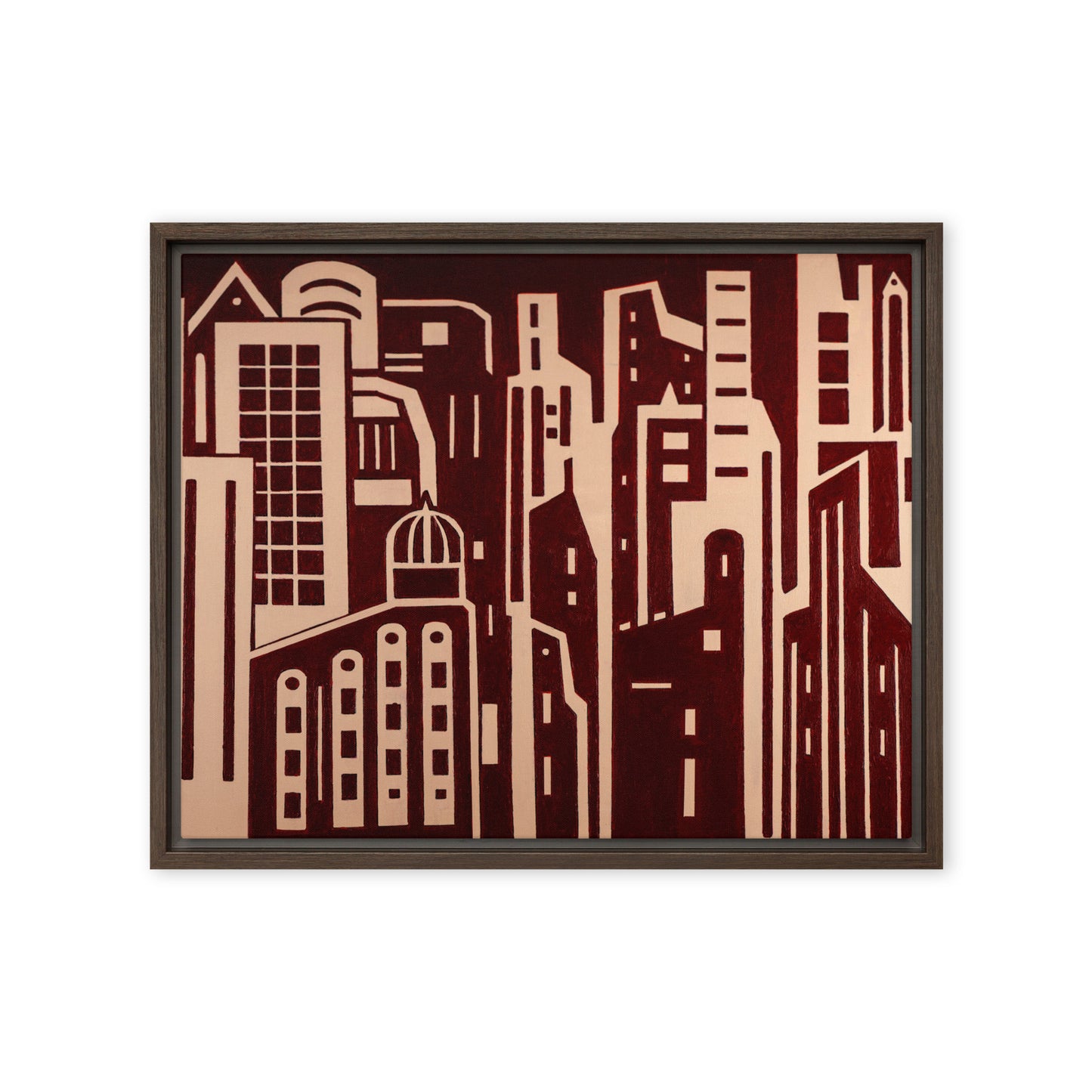 Framed canvas- City in Red and Beige