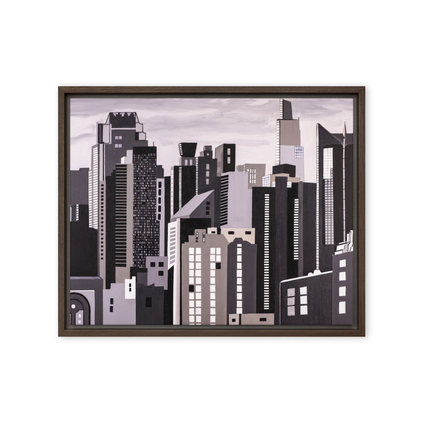 Framed canvas- View from East River New York in Black and White
