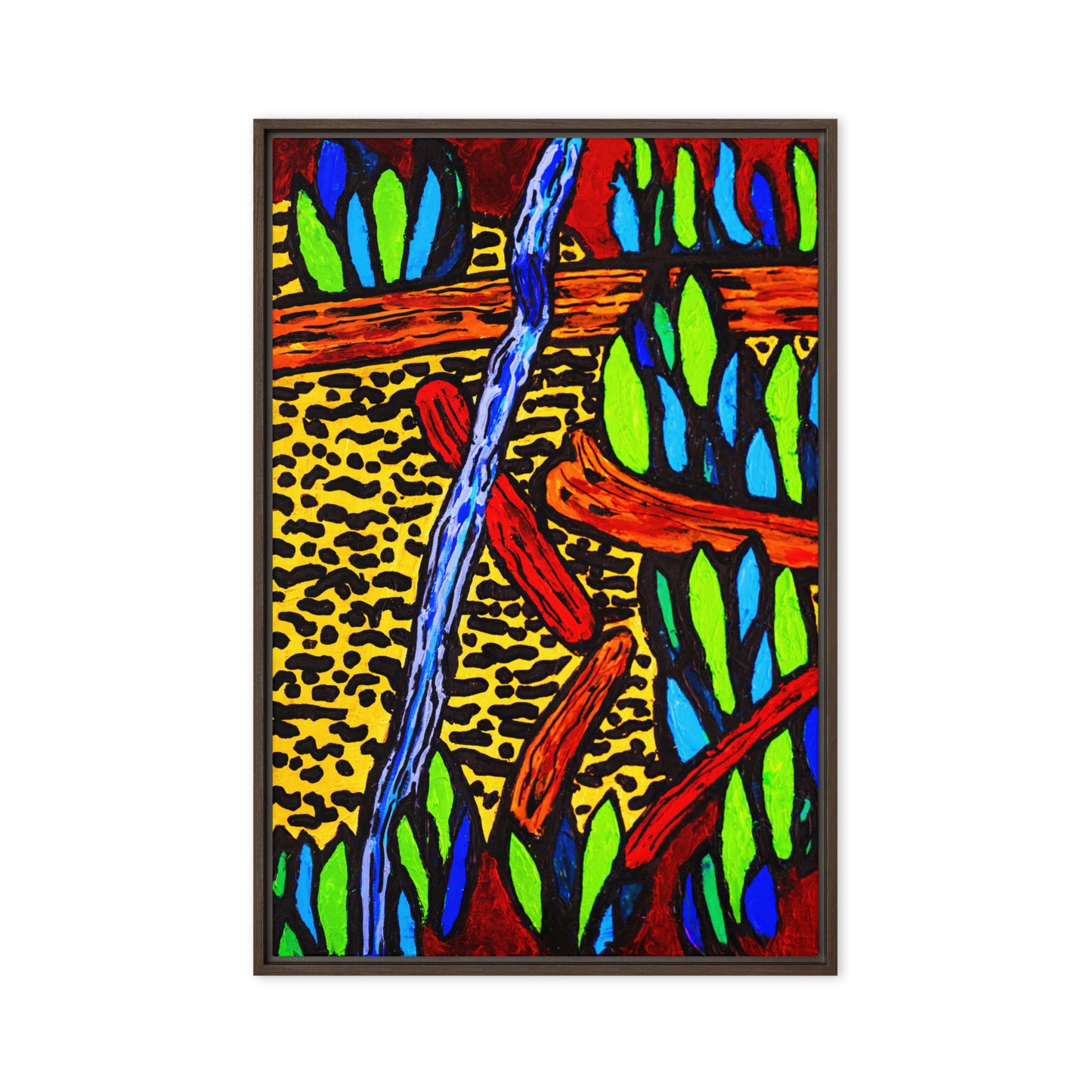 Framed canvas- Logs and Water Plants in a Woodlands Pond