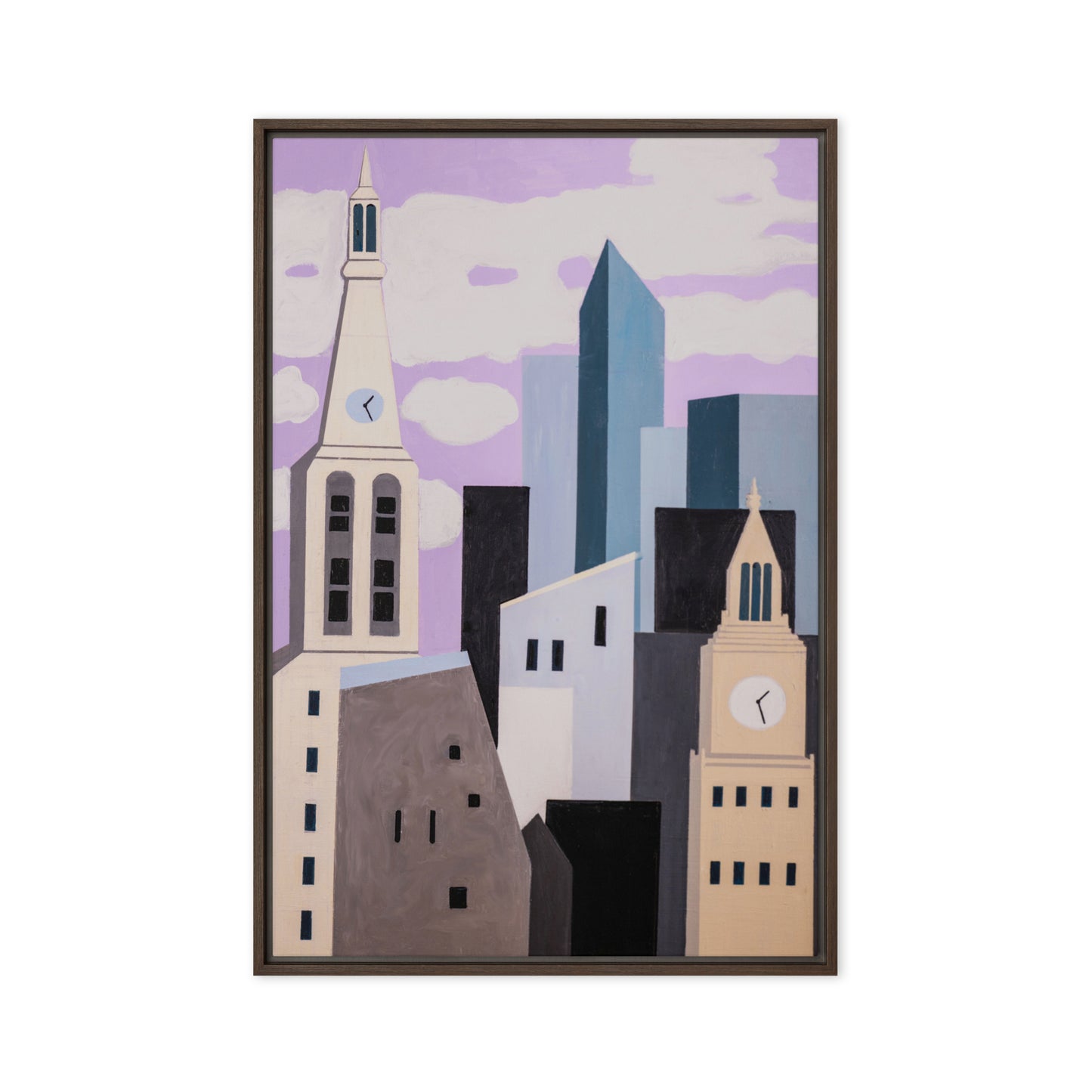 Framed canvas- New York Midtown with Clocktowers