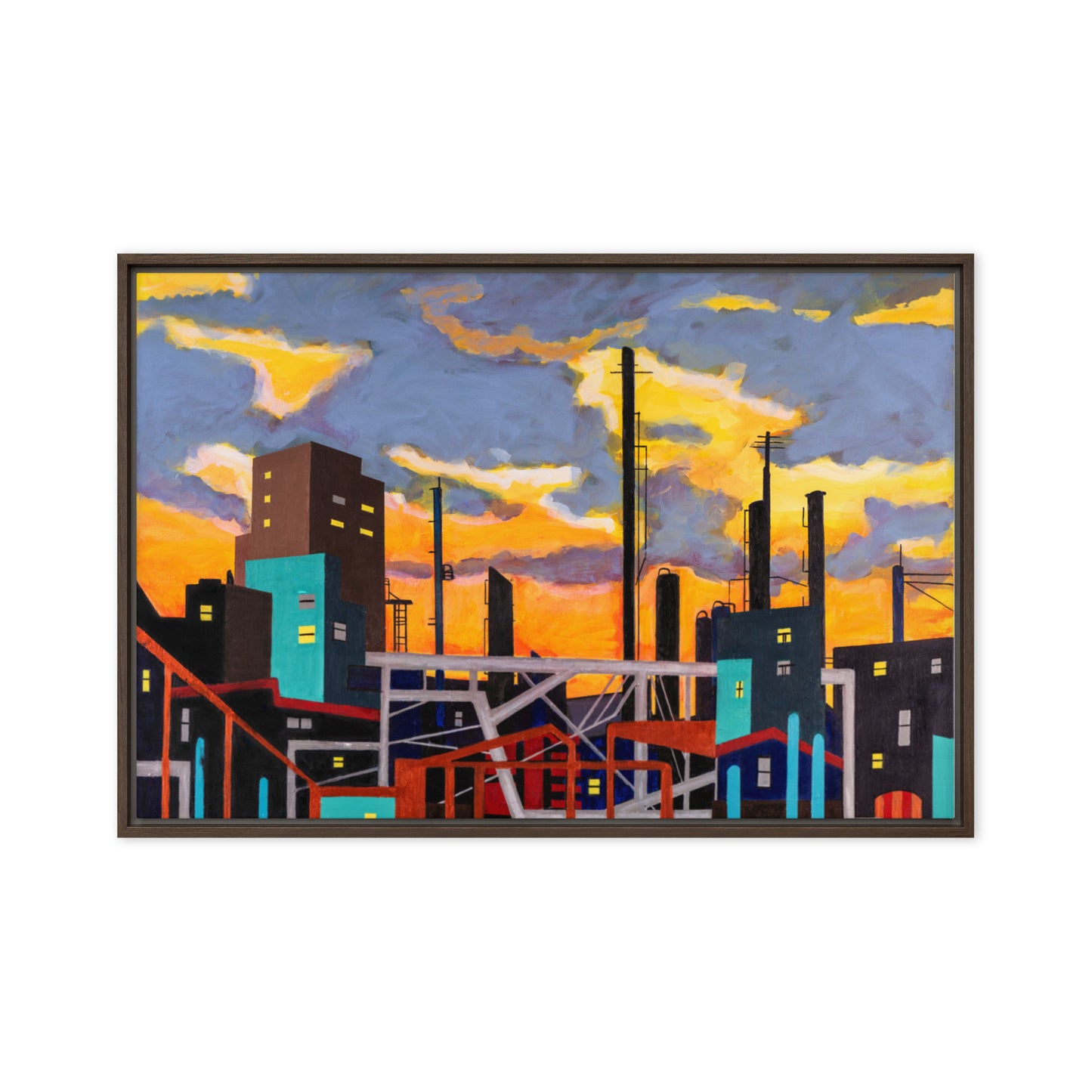 Framed canvas- Industrial City with Wild Sky