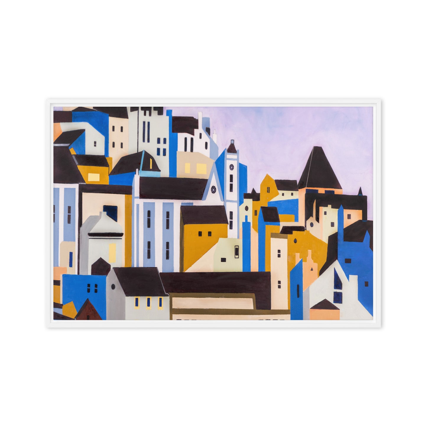 Framed canvas- Lisbon Views in Blues, Browns, Whites and Greens
