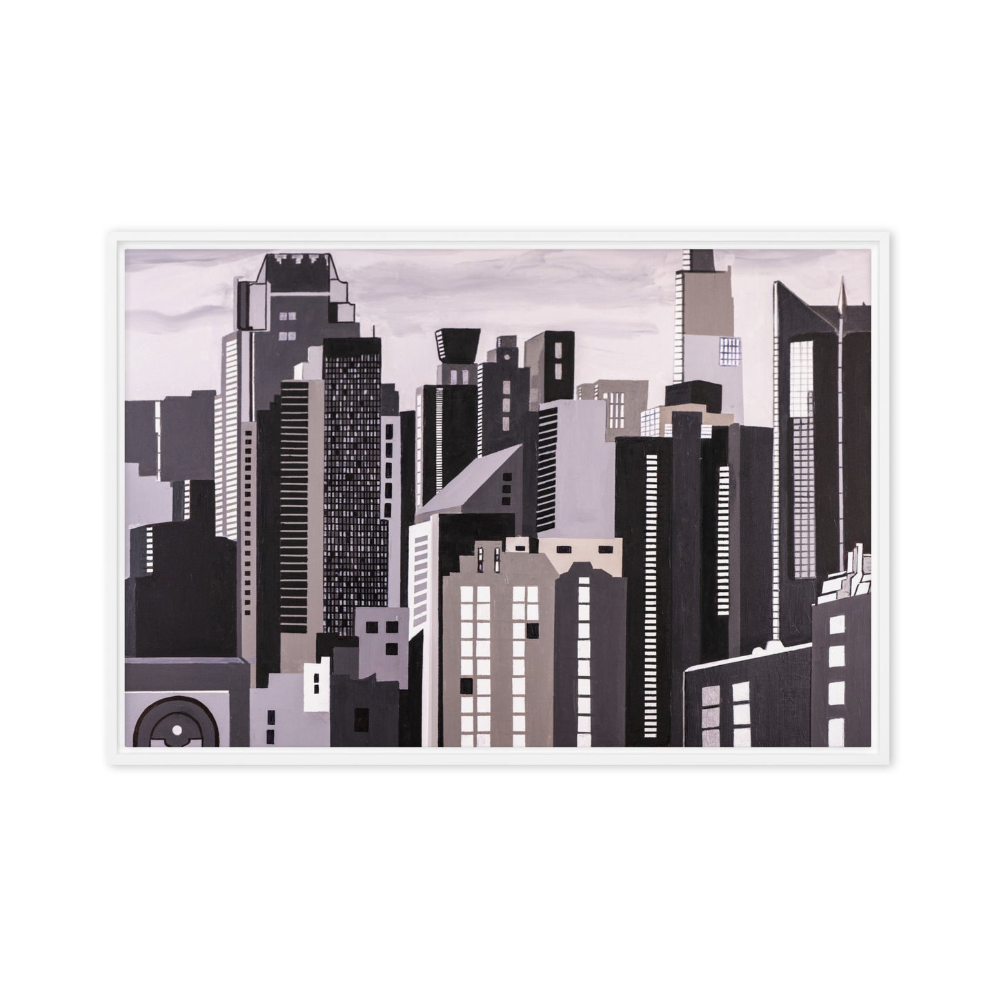 Framed canvas- View from East River New York in Black and White