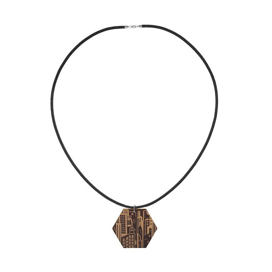 Wooden Pendant in Maroon and Beige