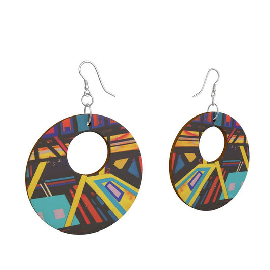 Wooden Earring with Bright Colors