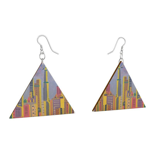 Wooden Earring Triangular in Pastels