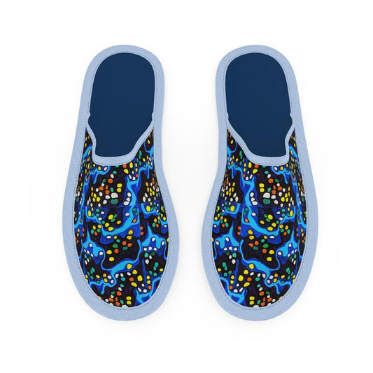 Medium Slipper- Blue Abstract Design