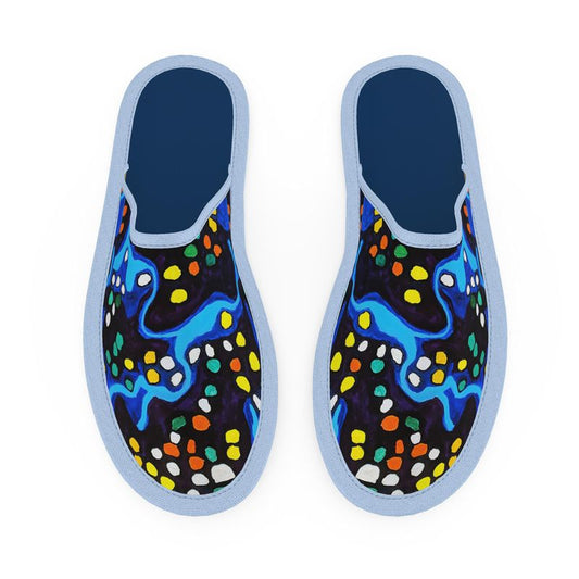 Large Slipper- Blue Abstract Design