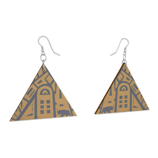 Wooden Earring with African Design