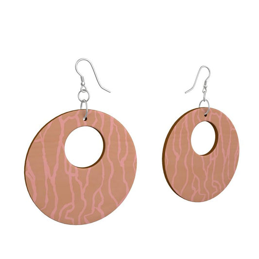 Wooden Earring with Desert Design