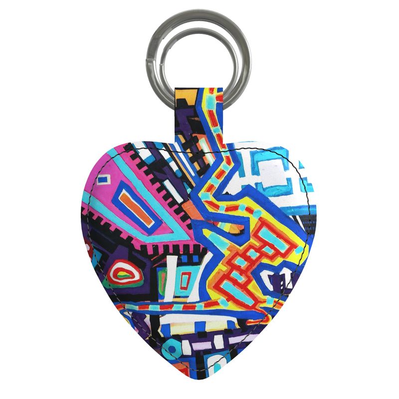 Heart Keychain with Multicolor Design