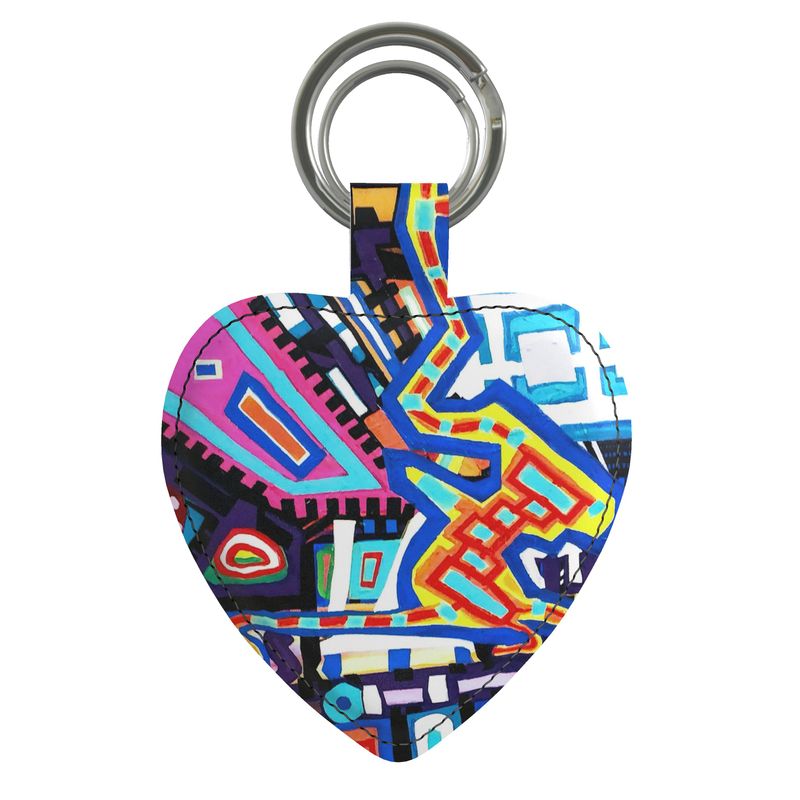 Heart Keychain with Multicolor Design