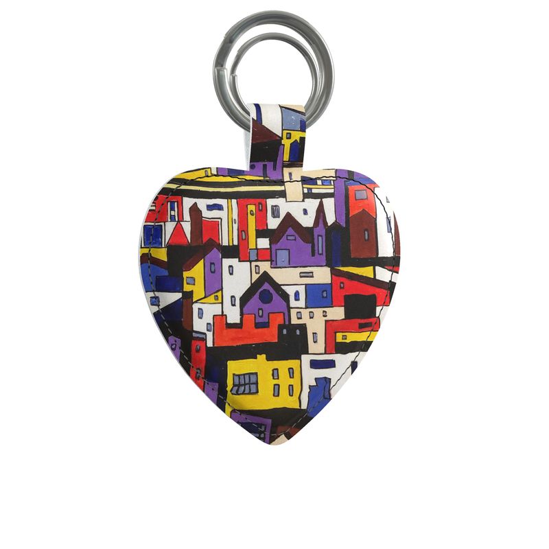 Heart Keychain with Multicolor Design