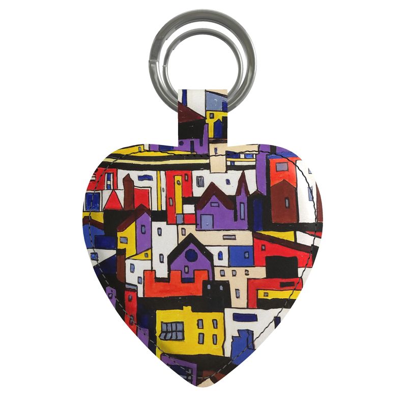 Heart Keychain with Multicolor Design