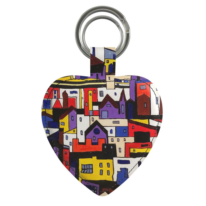 Heart Keychain with Multicolor Design