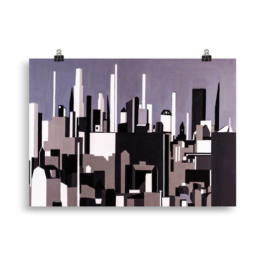 Poster- City View in Black, White and Gray