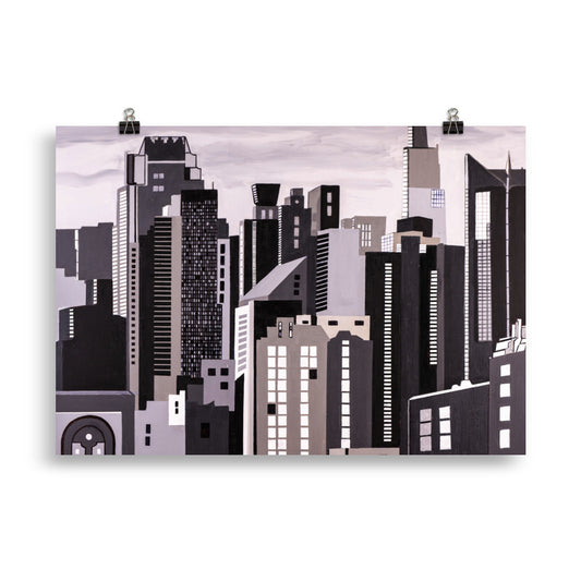 Poster- View of East River New York in Black and White