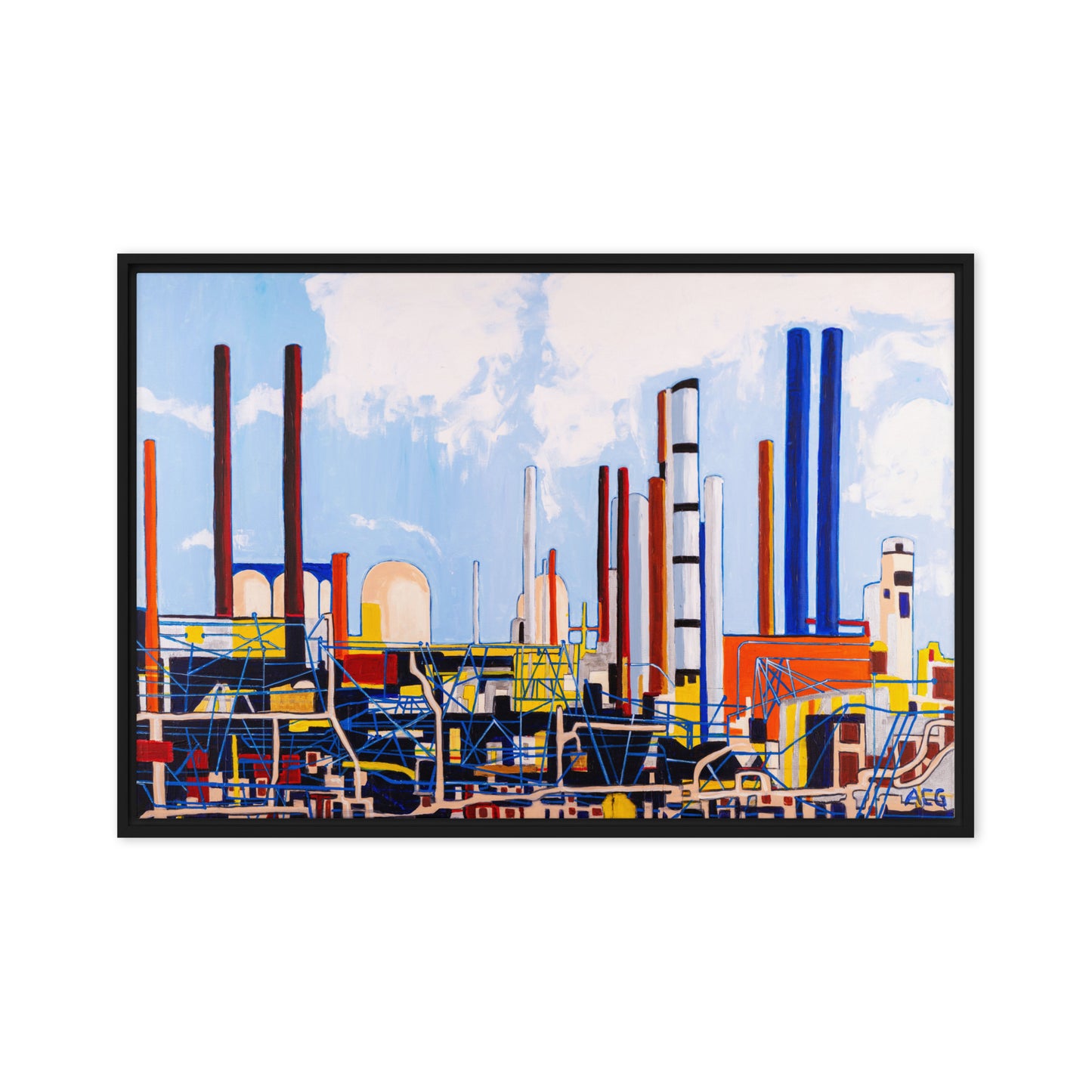 Framed canvas- Refinery in Bright Daylight