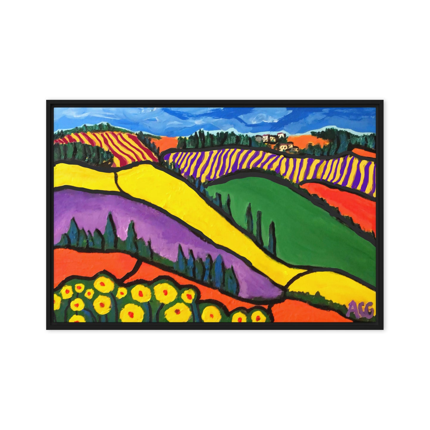 Framed canvas- Tuscan Hillside