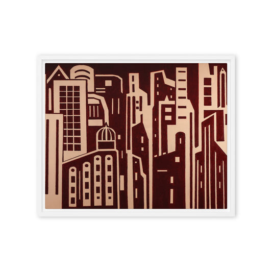 Framed canvas- City in Red and Beige