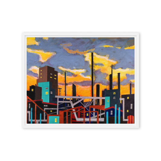 Framed canvas- Industrial Scene with Wild Sky