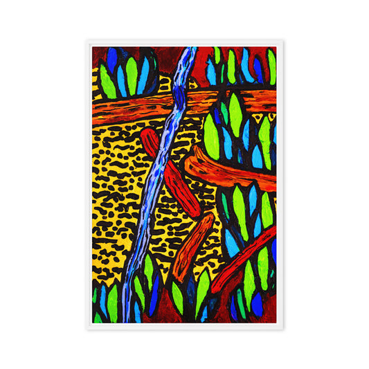 Framed canvas- Logs and Water Plants in a Woodlands Pond