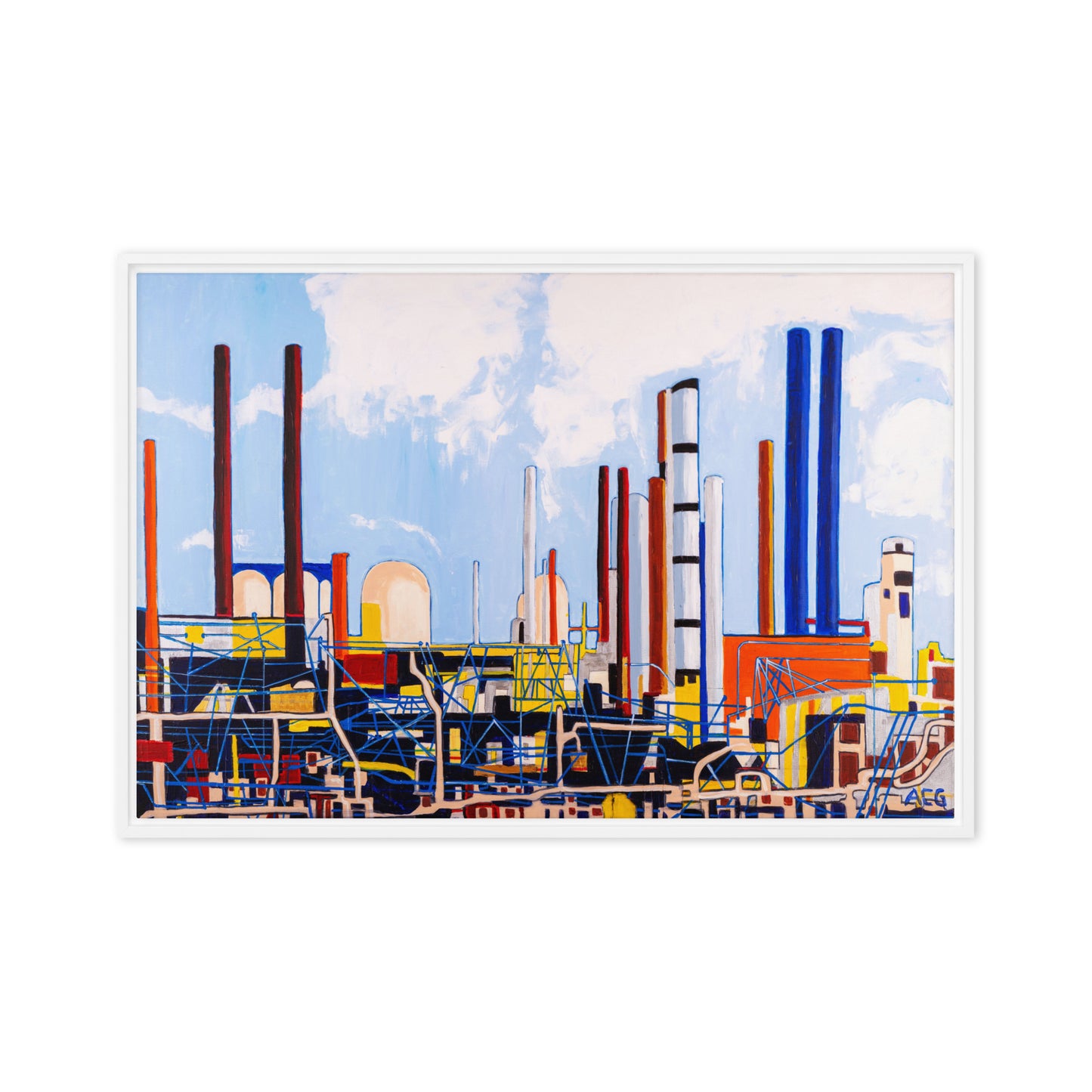 Framed canvas- Refinery in Bright Daylight