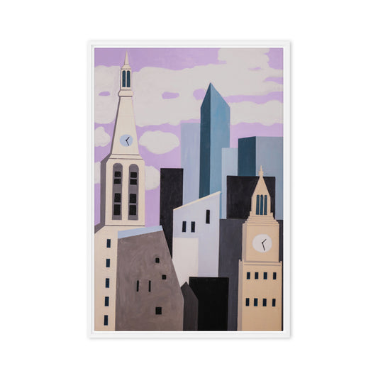 Framed canvas- New York Midtown with Clocktowers