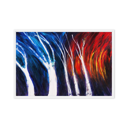 Framed canvas- Sycamores and Fire