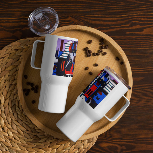 Travel mug with a handle- Abstract City